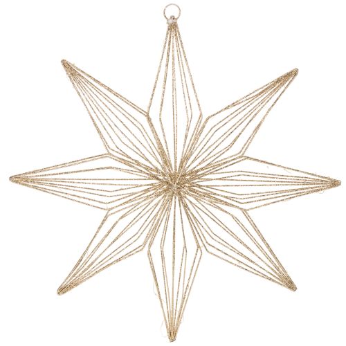 Gold Wire LED Hanging Star Decoration for Indoors 51cm