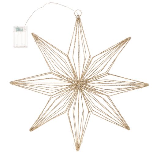 LED Wire Hanging Star Decoration, Battery-Powered, 51 cm, Gold, Indoor Use | Floristik24.co.uk