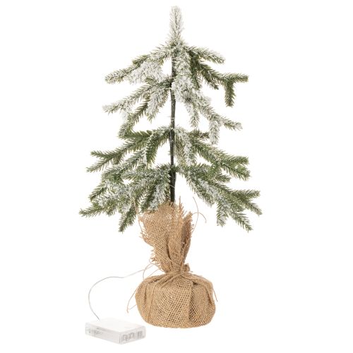 50cm Snow-Dusted Artificial Christmas Tree with Warm White LEDs and Burlap Base for Indoor Use | Floristik24.co.uk