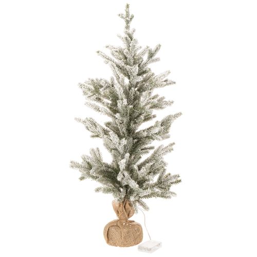 Artificial Snowy Christmas Tree with LED Lights in Burlap Sack – 85 cm, Indoor Use | Floristik24.co.uk