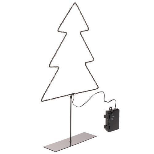 LED Metal Christmas Tree Decoration with Battery-Operated Warm White Lights, 47cm, Indoor Use