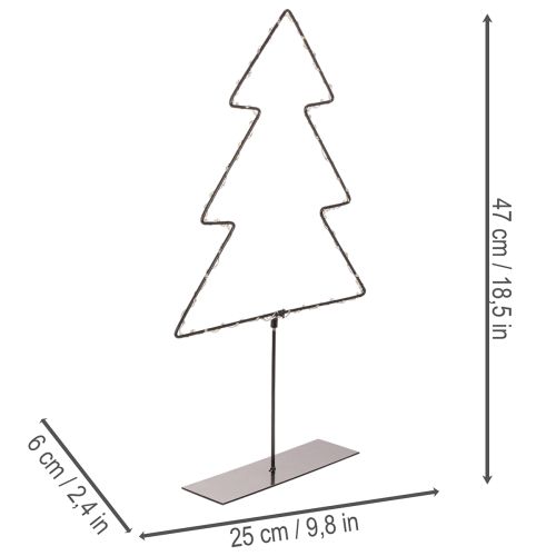 LED Metal Christmas Tree Decoration with Battery-Operated Warm White Lights, 47cm, Indoor Use | Floristik24.co.uk