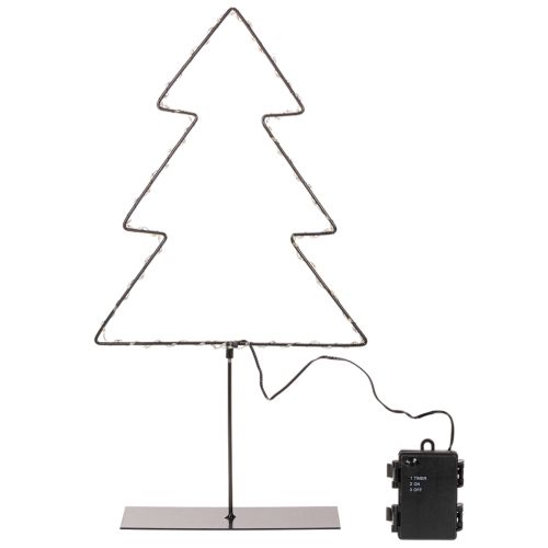 LED Metal Christmas Tree Decoration with Battery-Operated Warm White Lights, 47cm, Indoor Use | Floristik24.co.uk