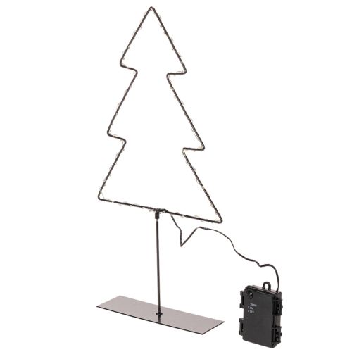 LED Metal Christmas Tree Decoration with Battery-Operated Warm White Lights, 47cm, Indoor Use | Floristik24.co.uk