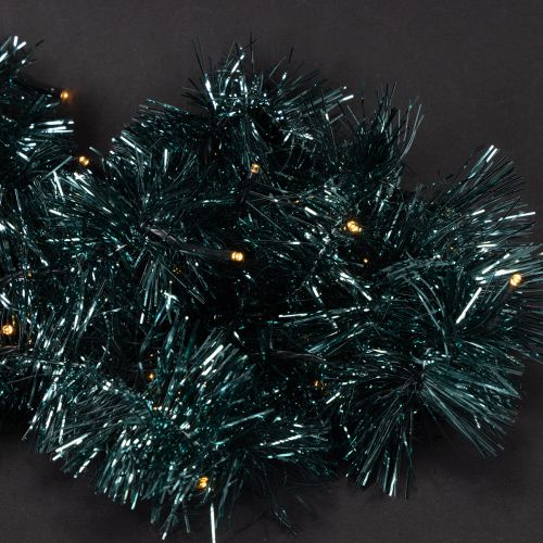 Tinsel Christmas Garland with 60 Warm White LEDs and Timer - 3m | Floristik24.co.uk