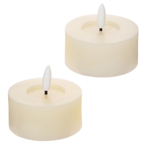 LED Tealight Set of 2 with Real Wax, Warm White Flicker Effect, Timer, 7 cm Diameter | Floristik24.co.uk