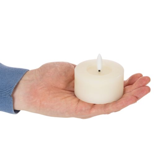 LED Tealight Set of 2 with Real Wax, Warm White Flicker Effect, Timer, 7 cm Diameter | Floristik24.co.uk