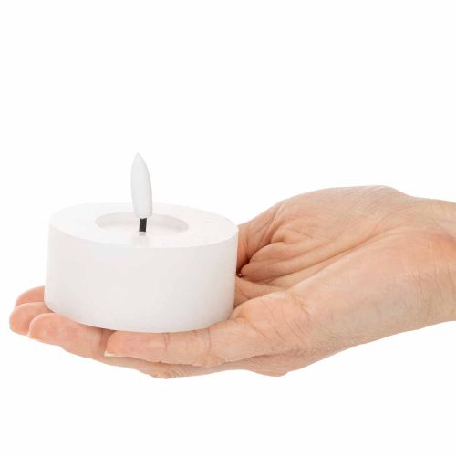 LED XL Tealight White Real Wax with Timer Warm White 6cm 2pcs | Floristik24.co.uk
