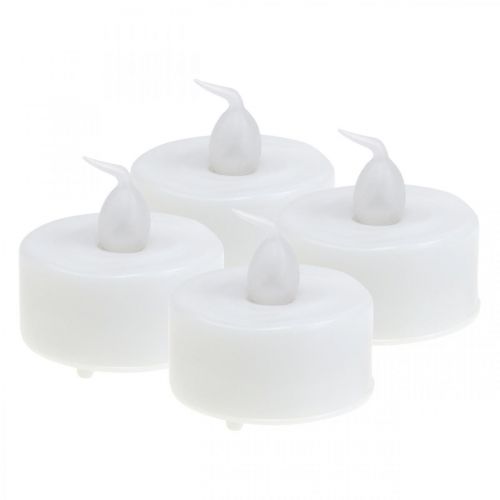 Floristik24 Flame Effect LED Tea Lights Artificial Candles with Timer Warm White Ø3.6cm Set of 4