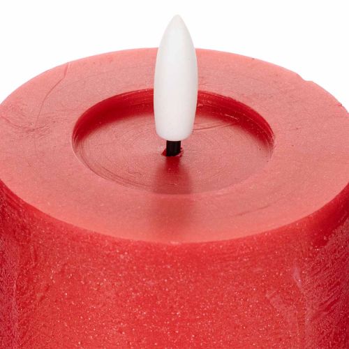 LED pillar candle in red with