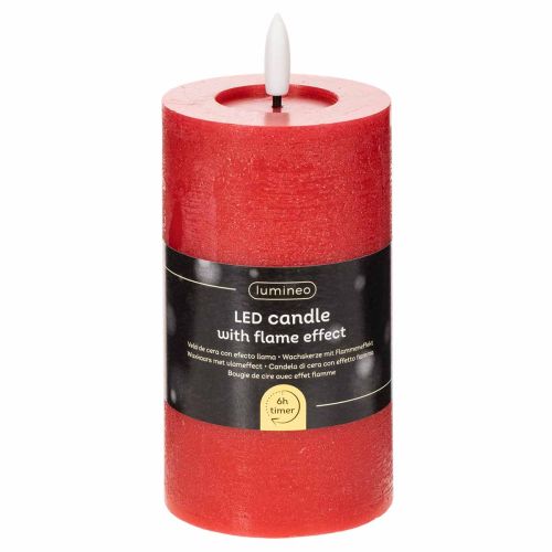 LED pillar candle in red with