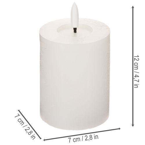 LED pillar candle, flickering, with timer, Ø7cm, 12cm | Floristik24.co.uk