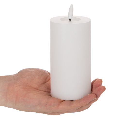 LED pillar candle, flickering, with timer, Ø7cm, 16cm | Floristik24.co.uk