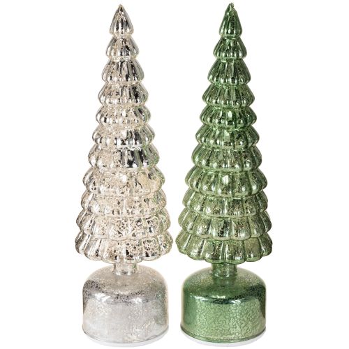 Floristik24 LED Christmas tree rotating green silver H34cm 2 pcs