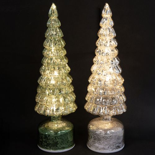 Floristik24 LED Christmas tree rotating green silver H34cm 2 pcs