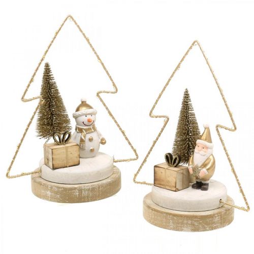 Table decoration Christmas LED fir For battery H21cm, set of 2