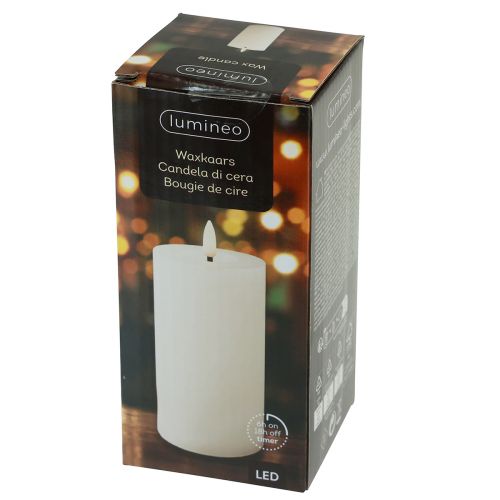 Floristik24 LED candle timer real wax white rustic look Ø7cm H15cm