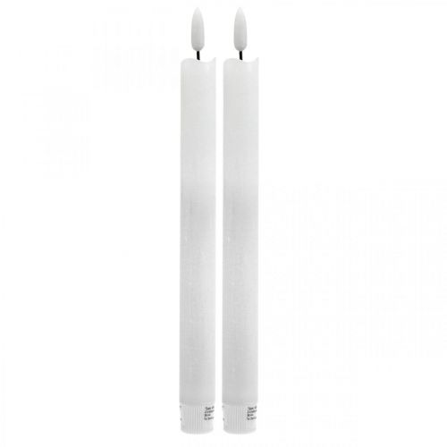 Floristik24 LED candle wax table candle warm white for battery Ø2cm 24cm 2pcs