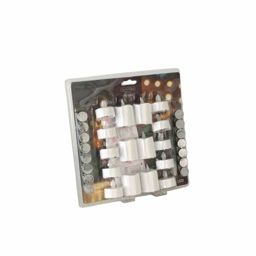 Product LED tealight candles warm white flame effect set of 16 assorted 32 batteries