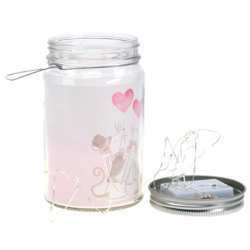 Floristik24 LED lantern glass bridal couple mice Ø8cm H14cm