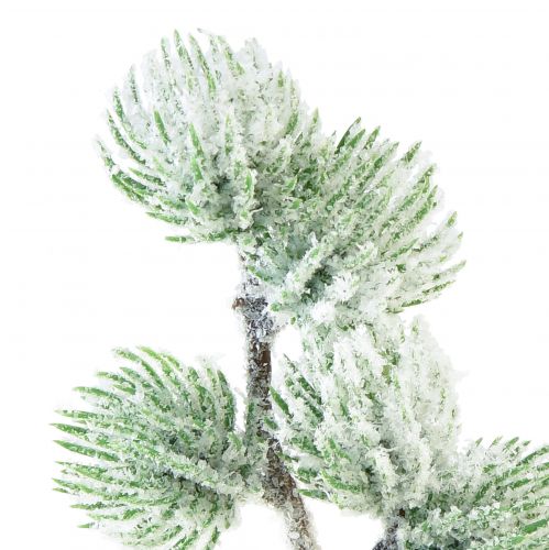Product Artificial Larch Branch Green Decorative Branch Snow Covered L25cm