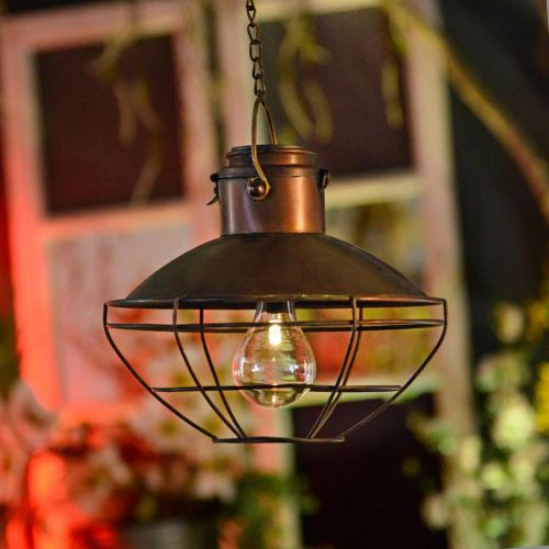LED hanging lamp, rustic pendant lamp, solar powered Ø24.5cm H24cm