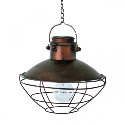 LED hanging lamp, rustic pendant lamp, solar powered Ø24.5cm H24cm