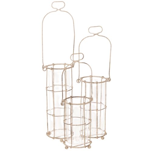 Lantern garden, metal lantern Ø8.5cm H23/18.5/14.5cm set of 3