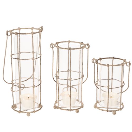 Lantern garden, metal lantern Ø8.5cm H23/18.5/14.5cm set of 3 | Floristik24.co.uk