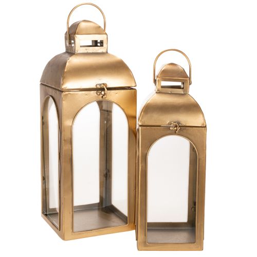 Lantern metal glass metal brass look H50cm set of 2 buy online | Floristik24.co.uk