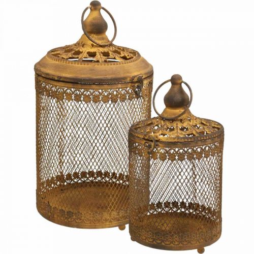 Floristik24 Lantern rust look garden decoration summer Ø15.5/19.5cm H29/36cm set of 2