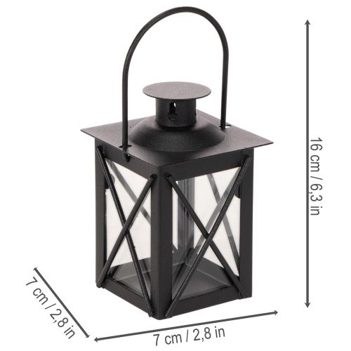 Black Metal Lantern with Handle for Tealights 16cm Set of 2 | Floristik24.co.uk
