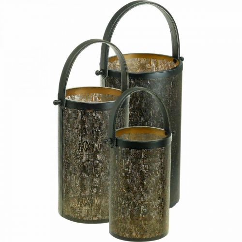 Floristik24 Decorative lanterns, lantern metal hole pattern H35.5/31/25cm set of 3