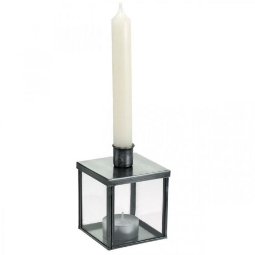 Floristik24 Decorative candle holder for silver candle, anthracite H11cm