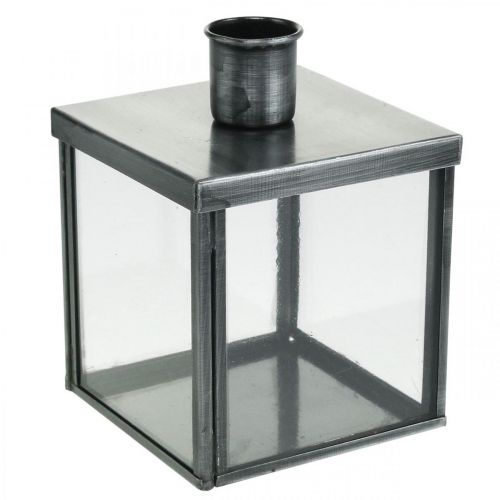 Decorative candle holder for silver candle, anthracite H11cm