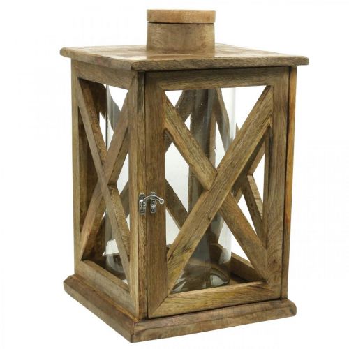 Floristik24 Lantern wood large with glass lantern antique look 25×25×41cm