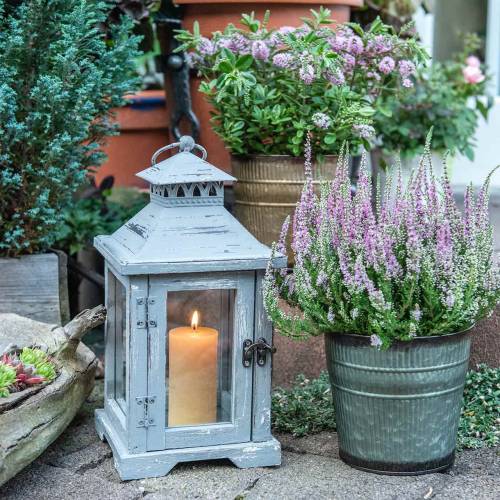 Floristik24 Lantern wood gray H32cm Table lantern for decoration