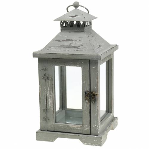 Lantern wood gray H32cm Table lantern for decoration