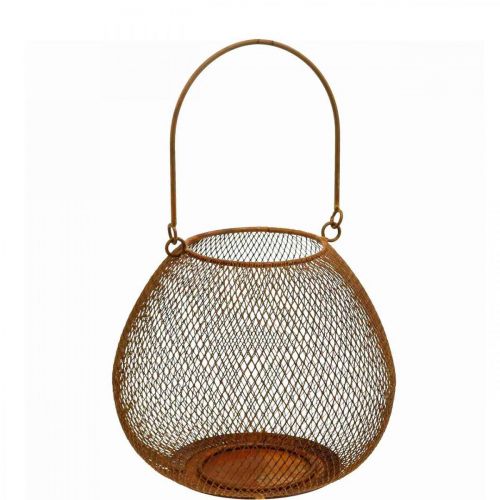 Floristik24 Metal lantern with grid rust candle holder Ø20cm H17cm