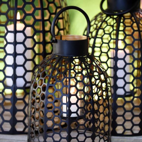 Product Lantern metal black large candle holder H52/40/30cm set of 3