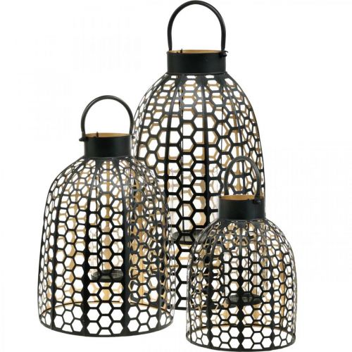 Floristik24 Lantern metal black large candle holder H52/40/30cm set of 3