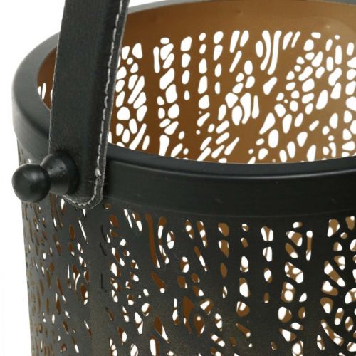 Floristik24 Metal lantern, lantern with tree, autumn decoration, black, golden Ø20 / 19 / 14cm H23.5 / 17 / 12.5cm