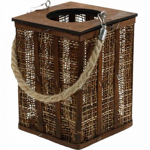 Floristik24 Lantern with braided pattern, candle decoration to hang, wooden lantern H41cm