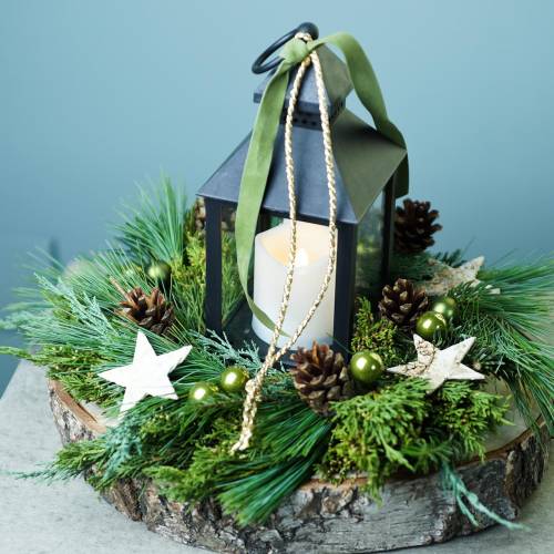 Floristik24 Lantern with LED candle black 10.5×24cm