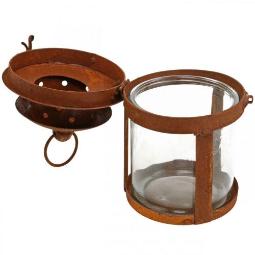 Floristik24 Metal lantern with patina, summer decoration, lantern made of metal rust H18cm Ø10cm