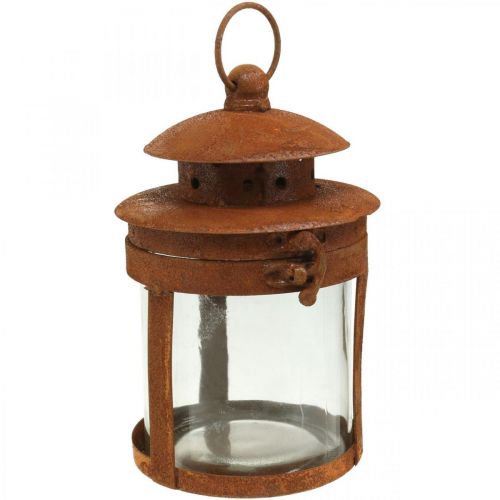 Metal lantern with patina, summer decoration, lantern made of metal rust H18cm Ø10cm