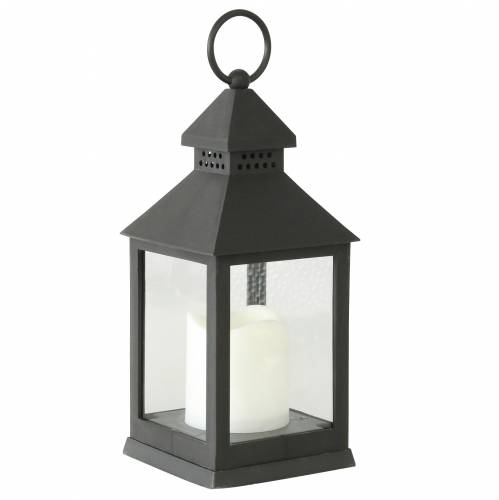 Floristik24 Lantern with LED candle black 10.5×24cm
