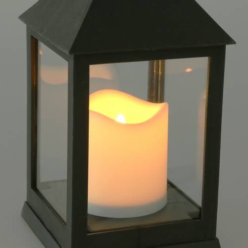 Floristik24 Lantern with LED candle black 10.5×24cm