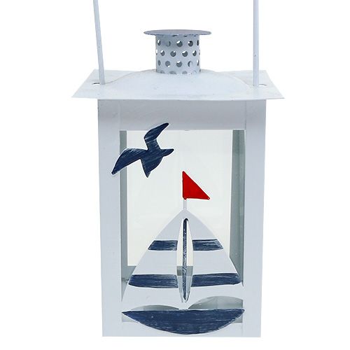 Floristik24 Lantern set 10cm x 10cm H22cm white-blue 2pcs