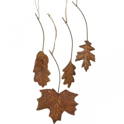 Floristik24 Leaves metal to hang rust brown autumn leaves 7.5-10cm 4pcs